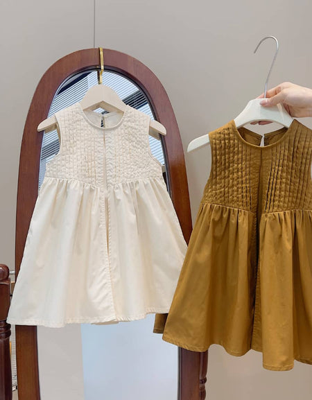 Fancy Box Pleats Tank Dress & Hat Set