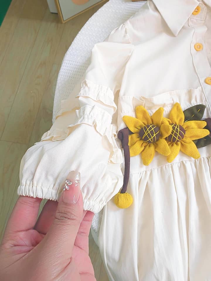 3D Sunflower Waist Shirt Dress