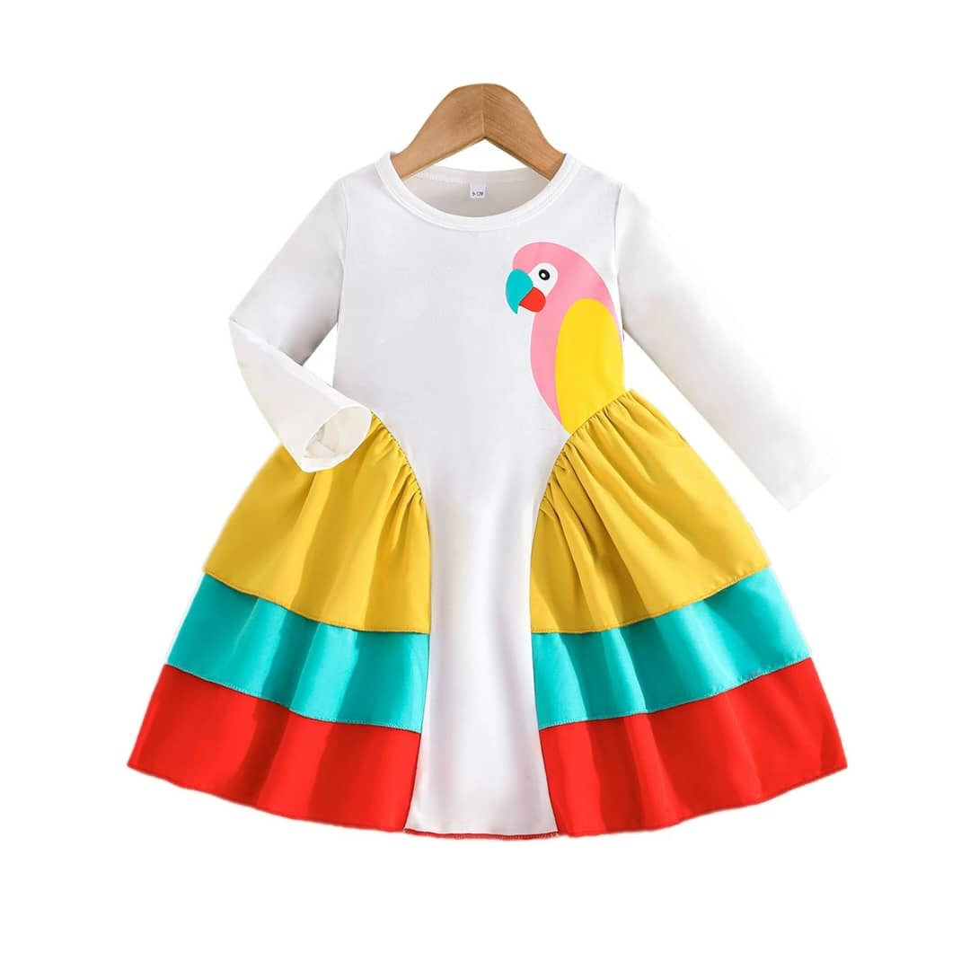 Parrot Colorblock Flare Longsleeved Dress