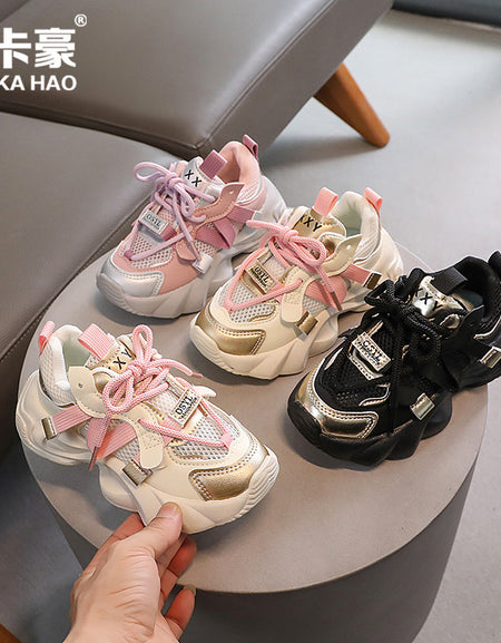 Chic Mesh Lace-up Chunky Sneakers