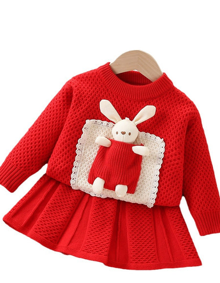 Bunny Doll Knit Skirt and Top 2Piece Set