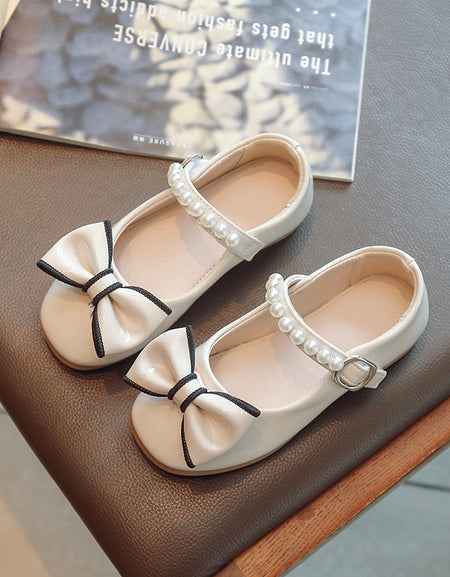 Alora Girls Lacquered Shiny Beaded Strap Shoe