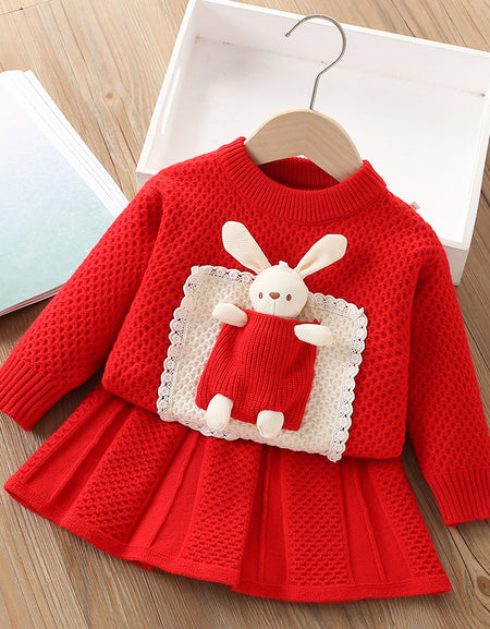Bunny Doll Knit Skirt and Top 2Piece Set