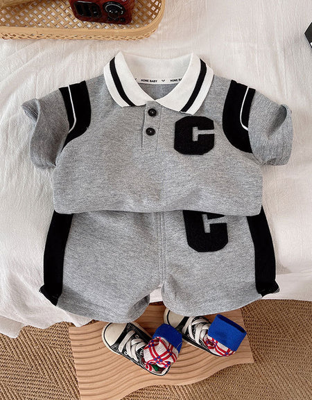 Calibre Grey Boys Polo 2Piece Set