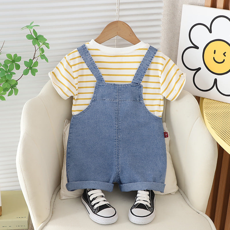 3D Puppy Denim Dung and Tee Set