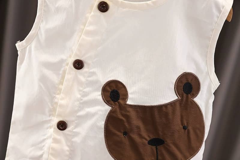 Bear Patch Sleeveless Vest & Shorts Set