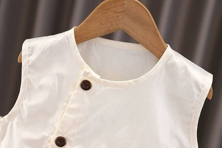 Bear Patch Sleeveless Vest & Shorts Set