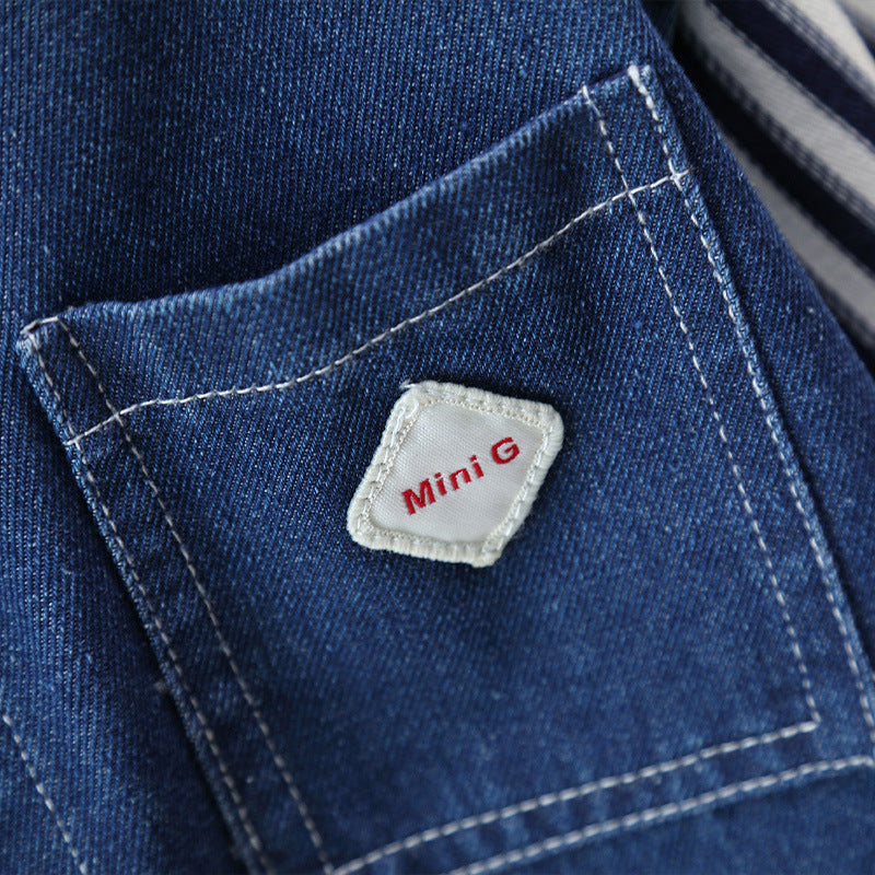 Cool Striped Shirt, Denim Vest& Pant Set