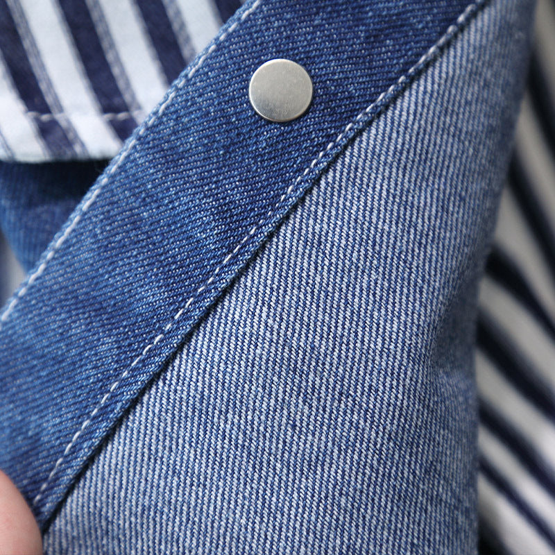 Cool Striped Shirt, Denim Vest& Pant Set