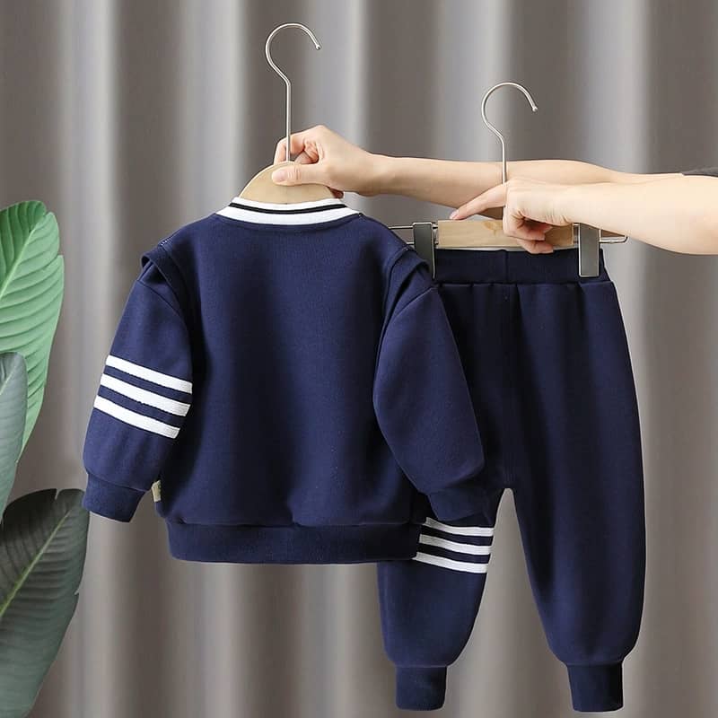 Navy Bunny Button-Up Jacket & Pant Set