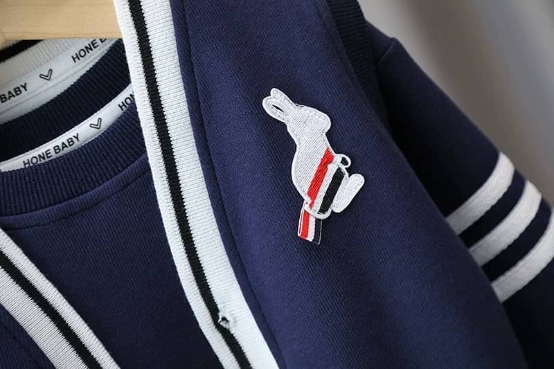 Navy Bunny Button-Up Jacket & Pant Set