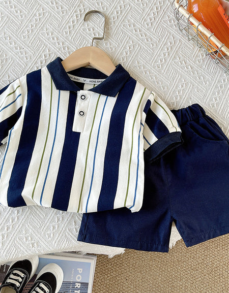 Smart Stripes Toddler Polo Tee Set