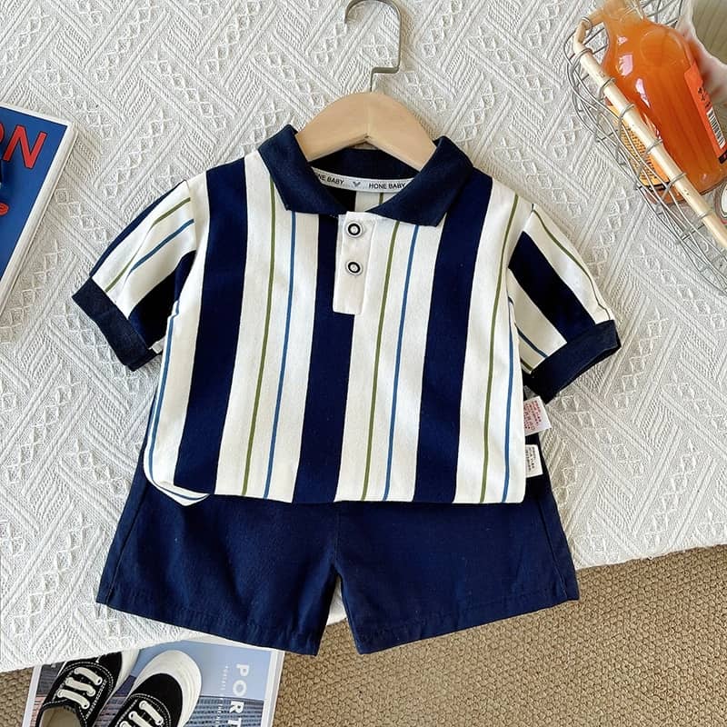 Smart Stripes Toddler Polo Tee Set