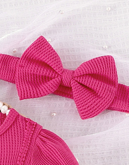 Pretty-in-pink Baby Girls' Romper Dress with Headband