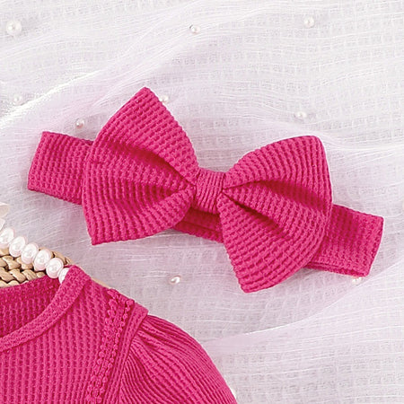 Pretty-in-pink Baby Girls' Romper Dress with Headband