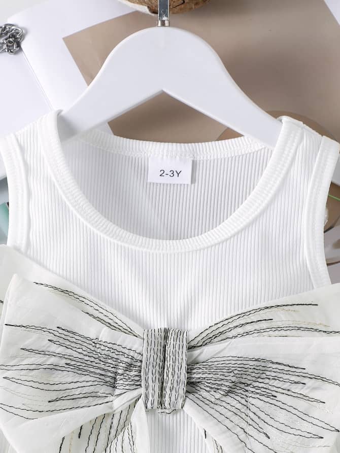 Classy Bow Detailed Vest & Layered Skirt Set