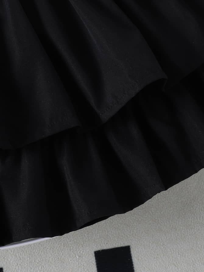 Classy Bow Detailed Vest & Layered Skirt Set