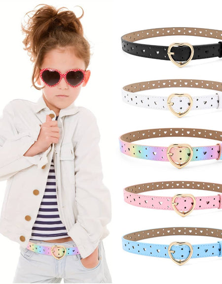 Kids Heart Detail Perforated Belts