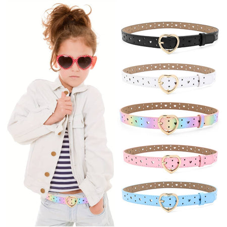 Kids Heart Detail Perforated Belts