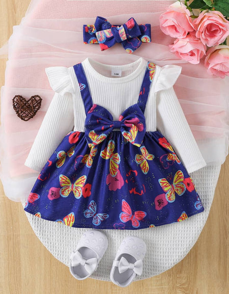 Butterfly Whimsy Pinafore Dress with Headband