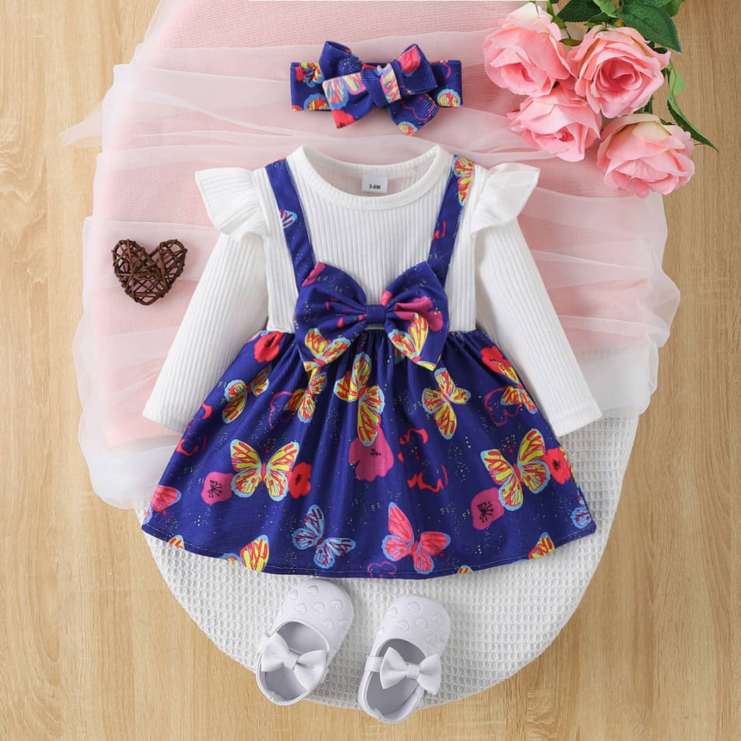 Butterfly Whimsy Pinafore Dress with Headband