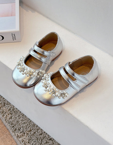 Elegant Pearl Cluster Double Strap Shoe