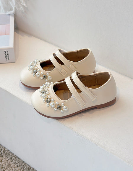 Elegant Pearl Cluster Double Strap Shoe