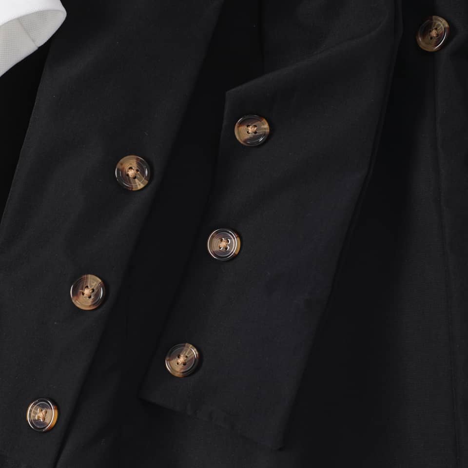 Collar Charm Belted Button Dress