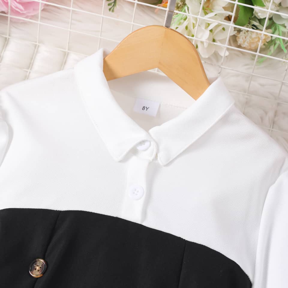 Collar Charm Belted Button Dress