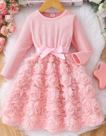 Rose Embossed Longsleeved Princess Dress