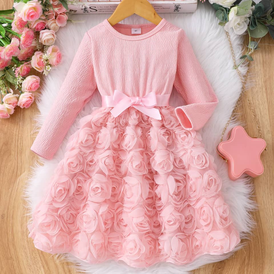 Rose Embossed Longsleeved Princess Dress