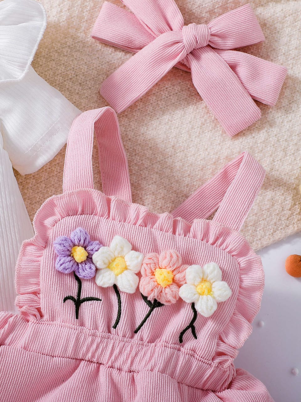 Blossom Embroidered Dress & Puff Sleeve Top