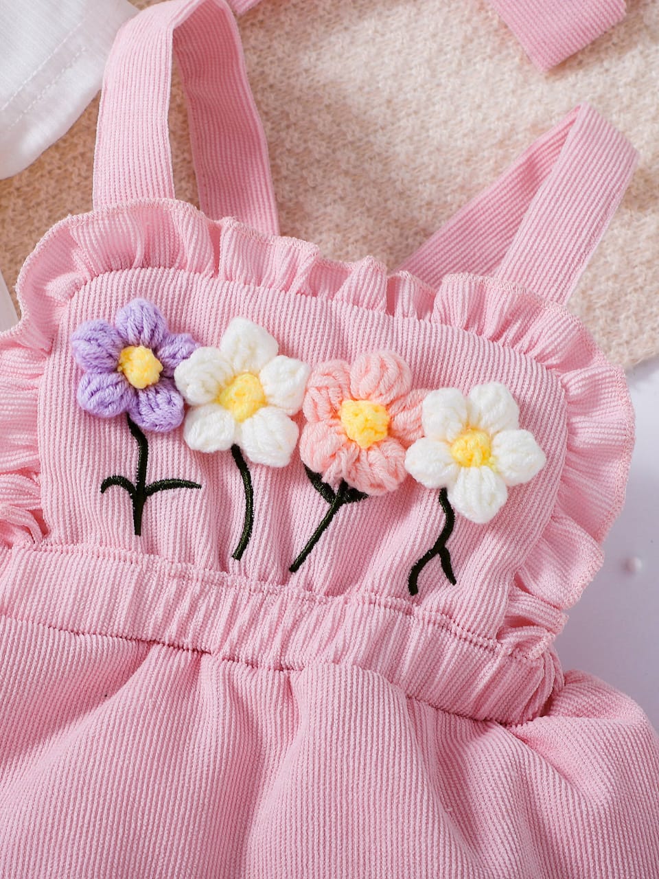 Blossom Embroidered Dress & Puff Sleeve Top