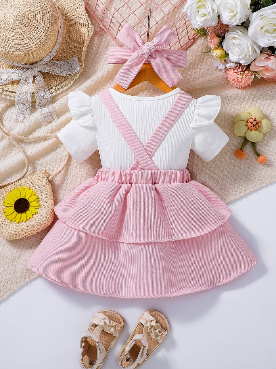 Blossom Embroidered Dress & Puff Sleeve Top