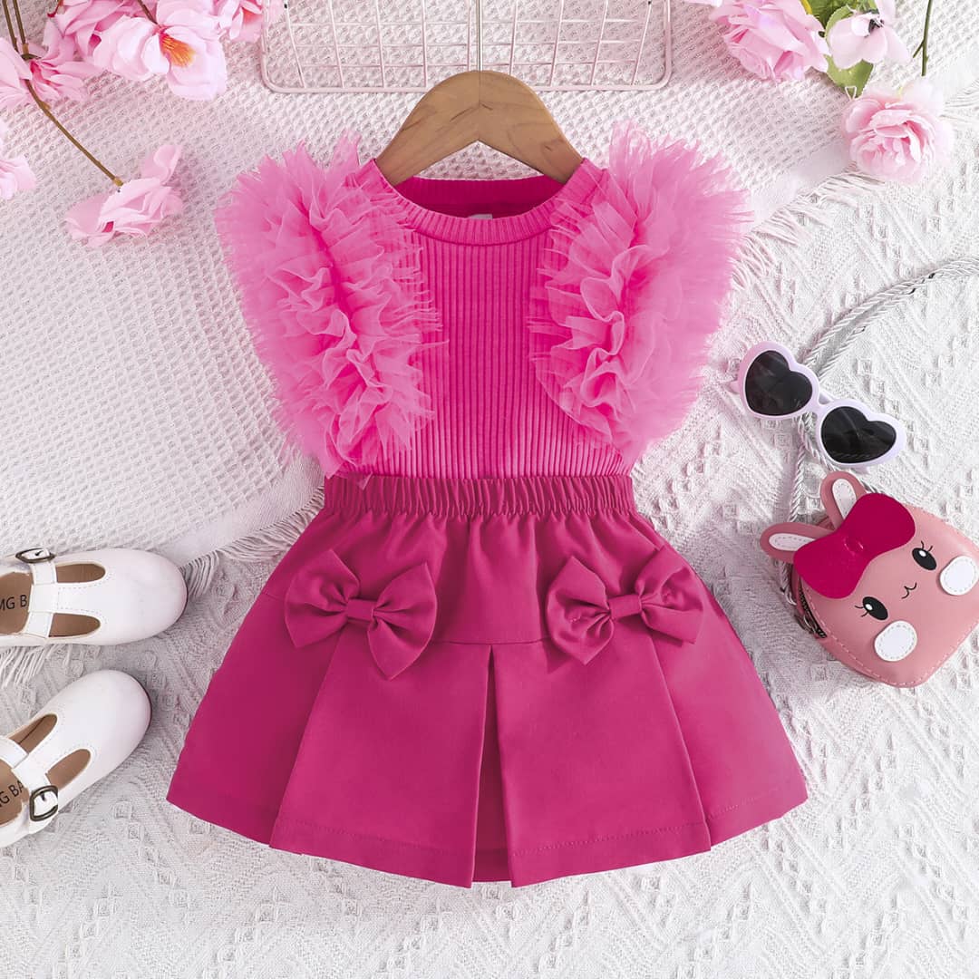 Whimsy Tulle Shoulders Two Piece Skirt Set