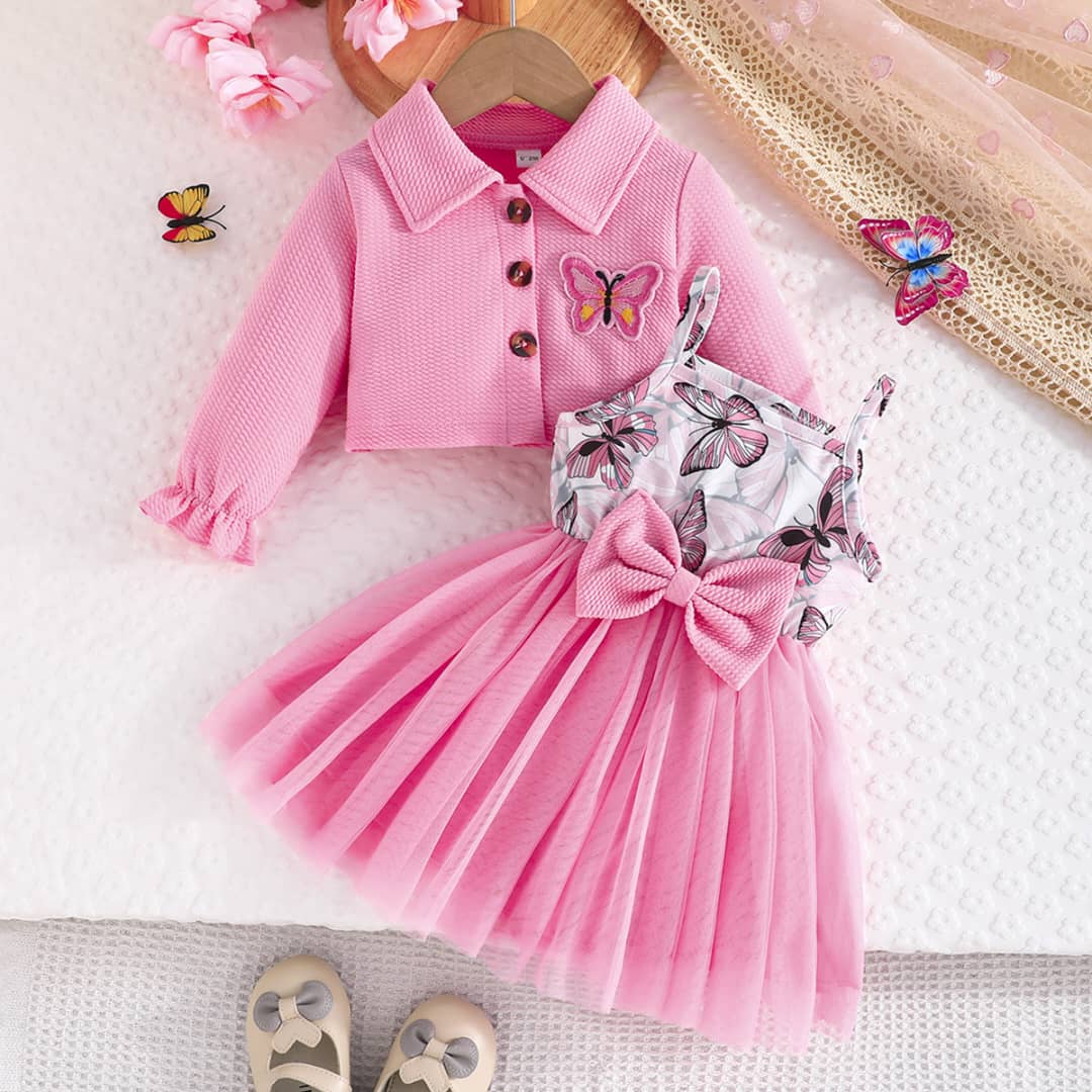 Butterfly Tulle Cami Dress & Jacket Set