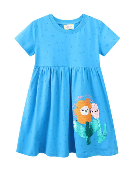 Bluebird Polka Dotted Dress with Chriping Birds