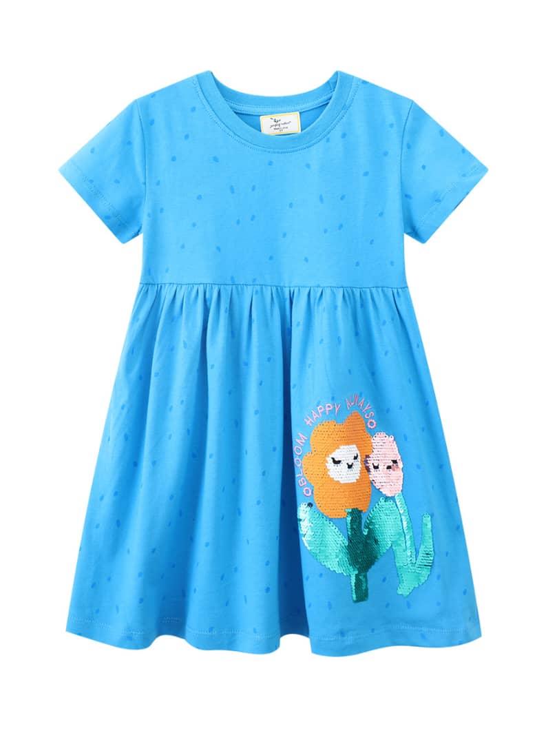 Bluebird Polka Dotted Dress with Chriping Birds