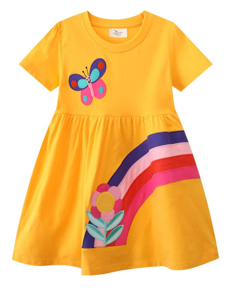 Girls Rainbow Embroidered Dress