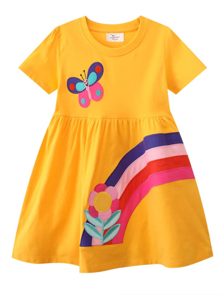 Girls Rainbow Embroidered Dress
