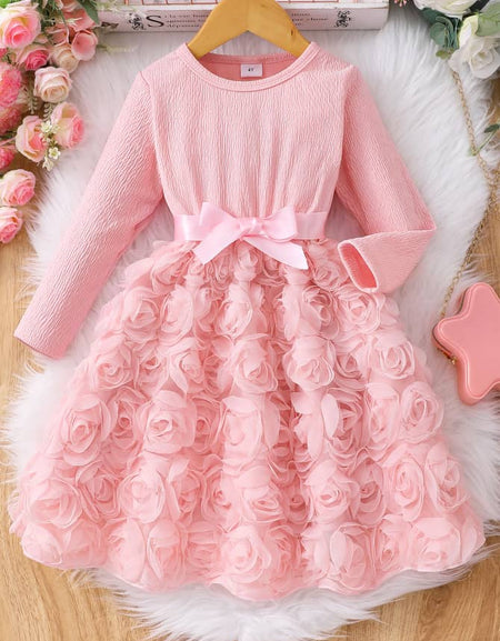Rose Embossed Longsleeved Princess Dress