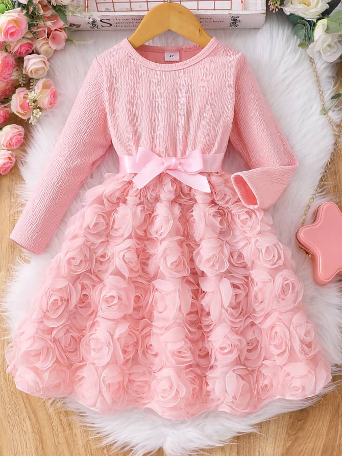 Rose Embossed Longsleeved Princess Dress