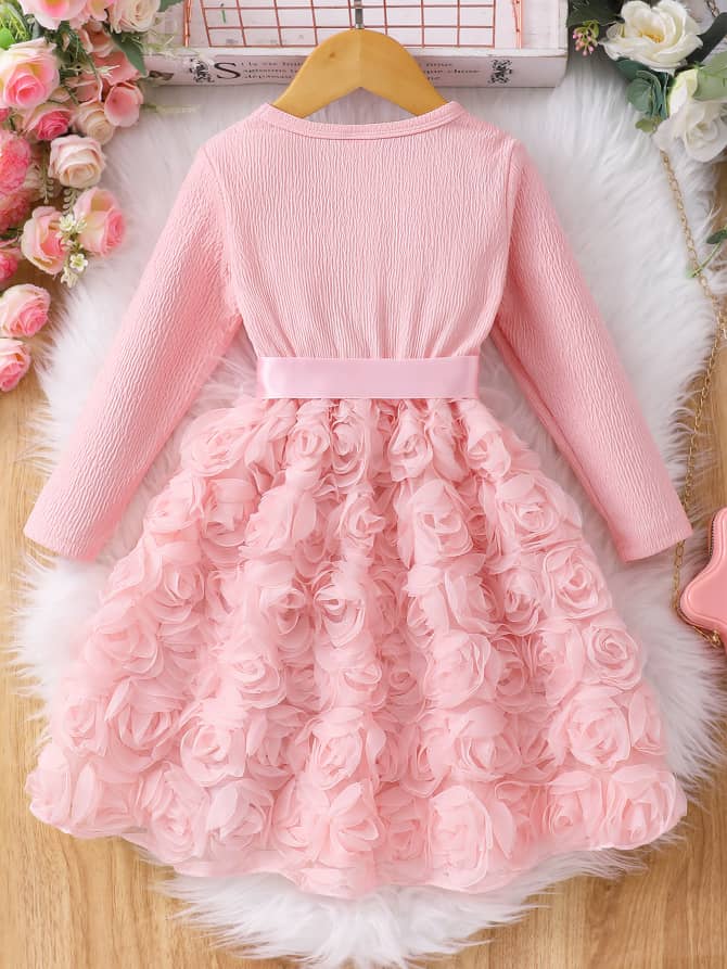 Rose Embossed Longsleeved Princess Dress