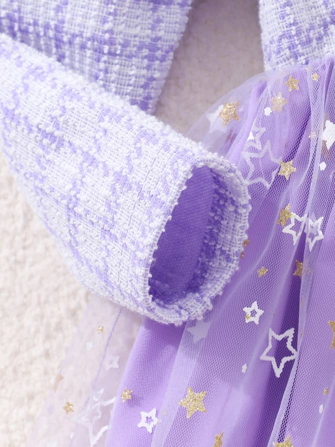 Girls Tweed Tulle Dress with Bag