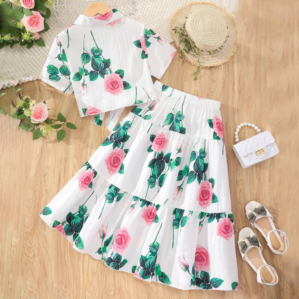 Chic Rose Print 2piece Set