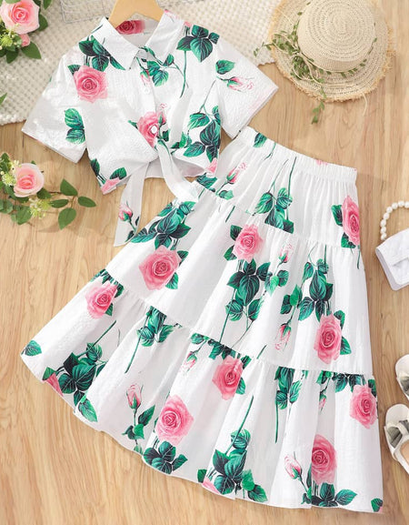 Chic Rose Print 2piece Set