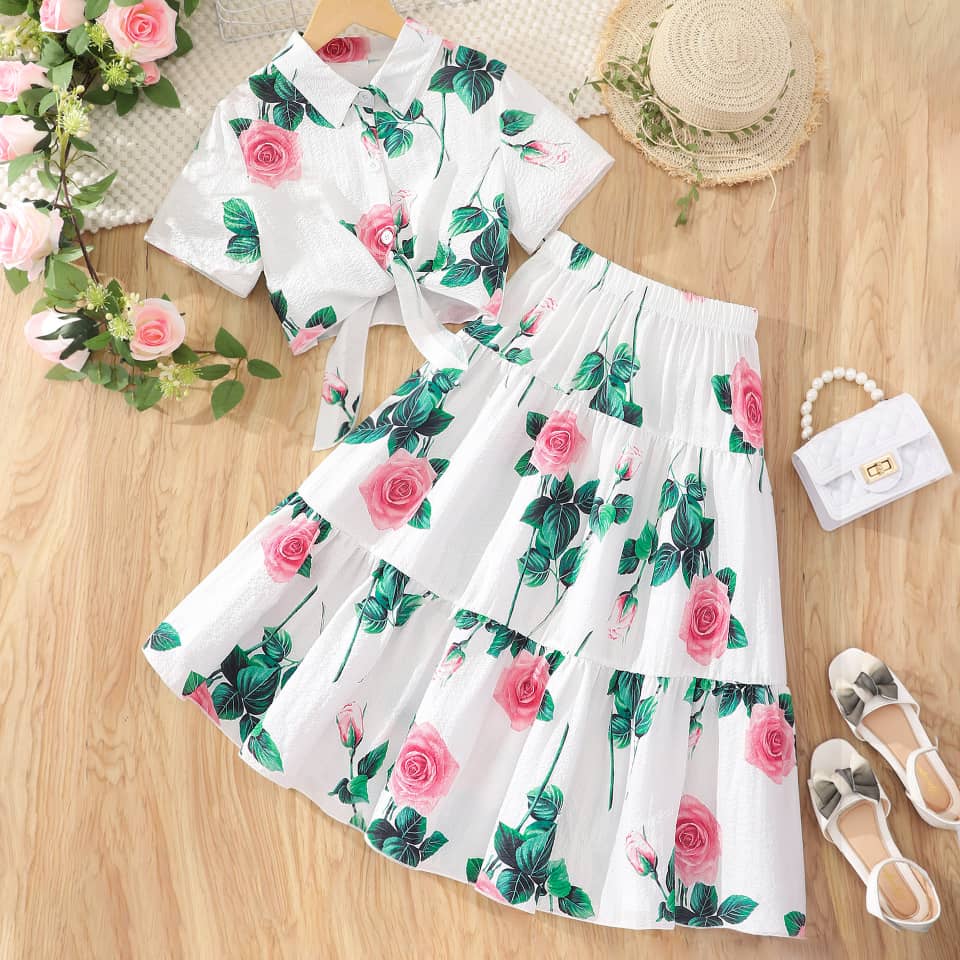 Chic Rose Print 2piece Set