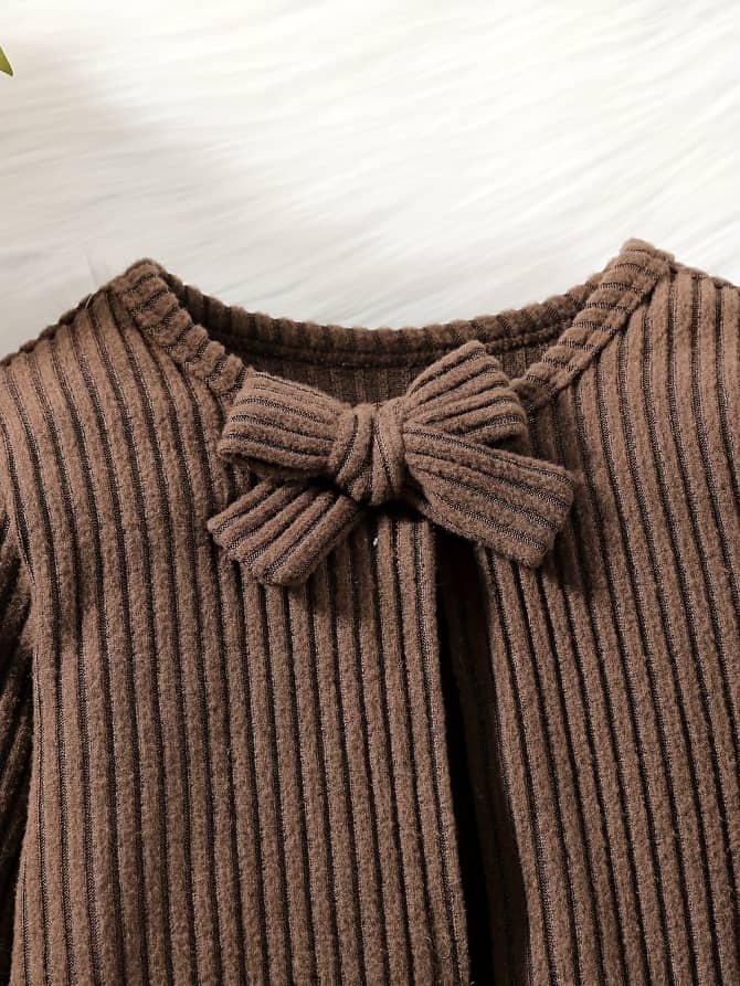 Toffee Twirl Cozy Cardigan & Dress Duo