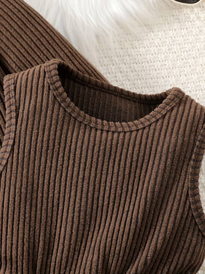 Toffee Twirl Cozy Cardigan & Dress Duo