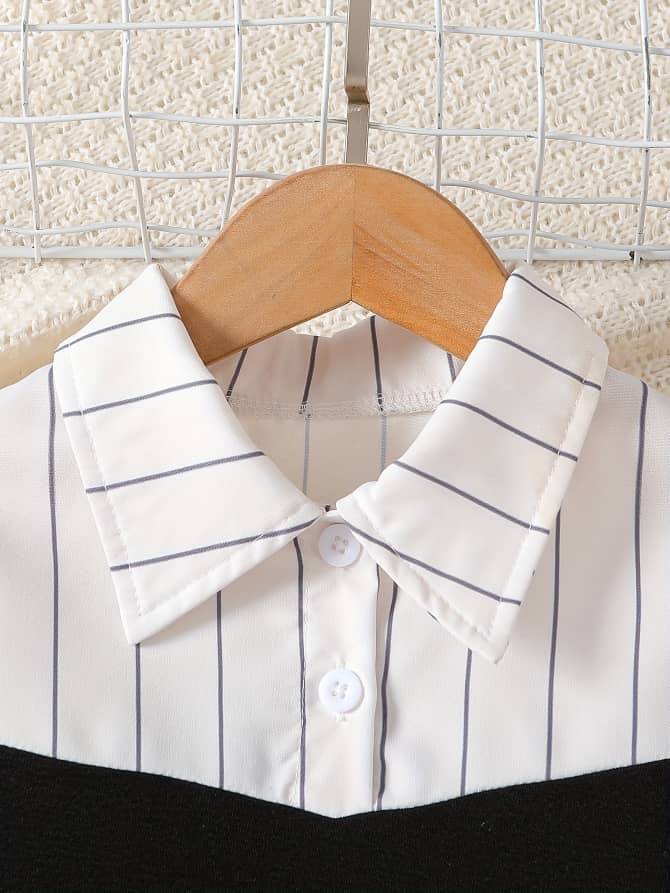 Monochrome Charm Striped Skirt Set